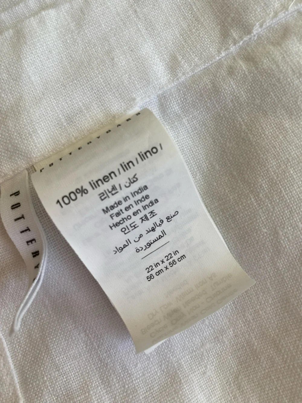 Pottery Barn White 100% Linen Dinner Napkins - Set of 8